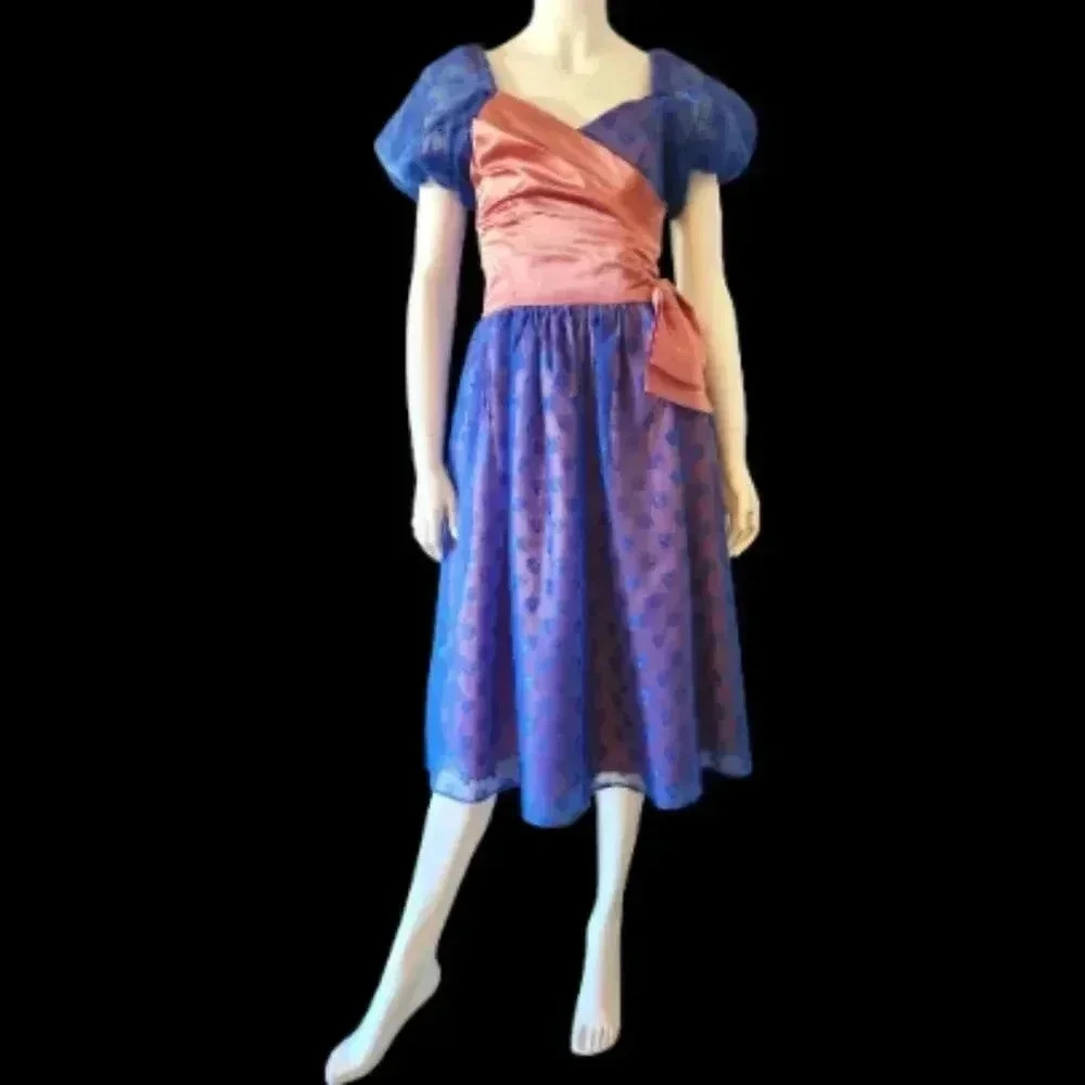Vintage 80s x 50s Satin & Lace Cocktail Gown XXS